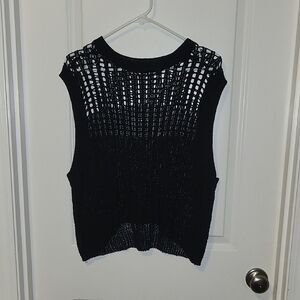 Do Everything In Love Black Sleeveless Crochet Knit Top OS
